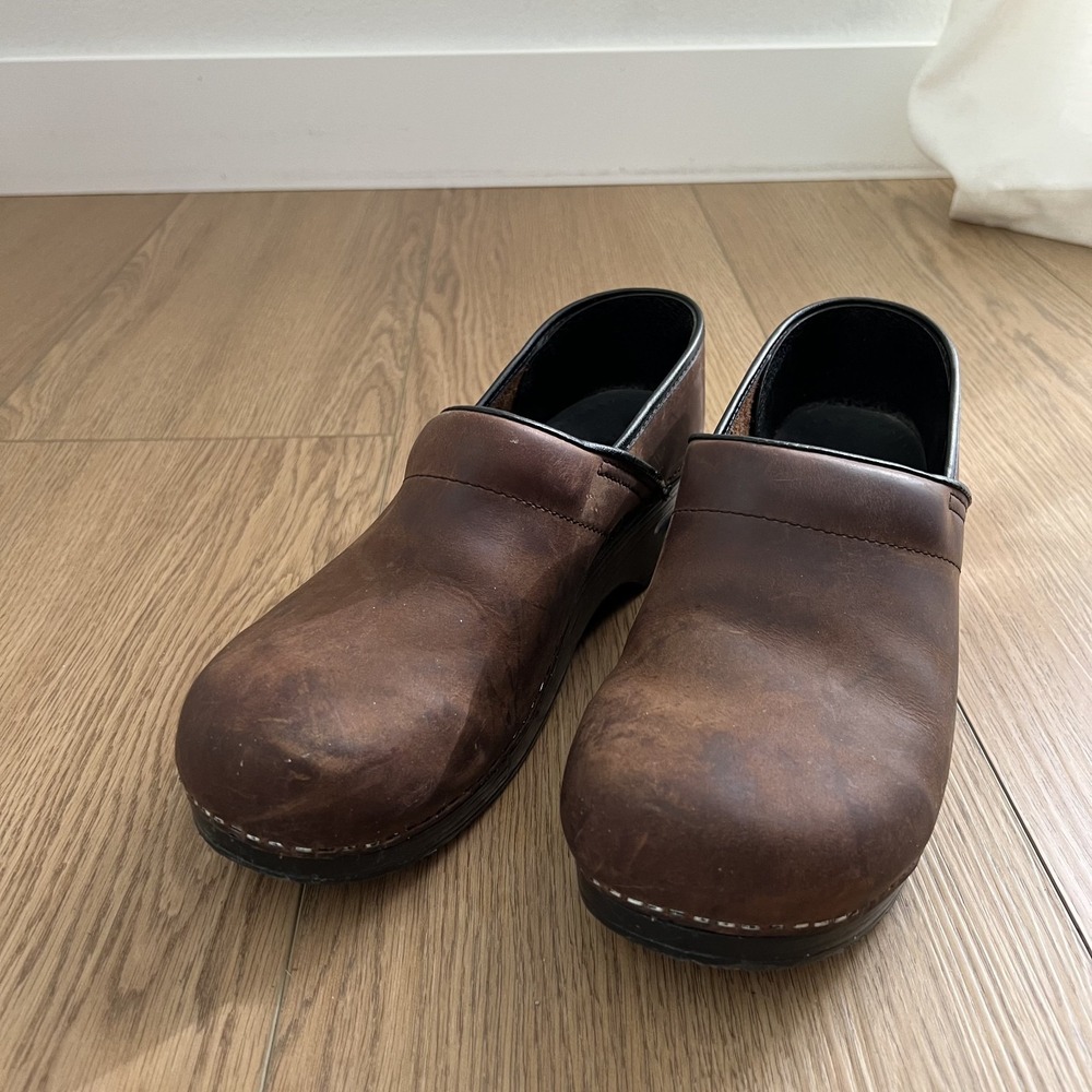 Sanita Mens Clogs Brown Leather Professional Work Shoe Comfort Sz 45 US 11.5/12